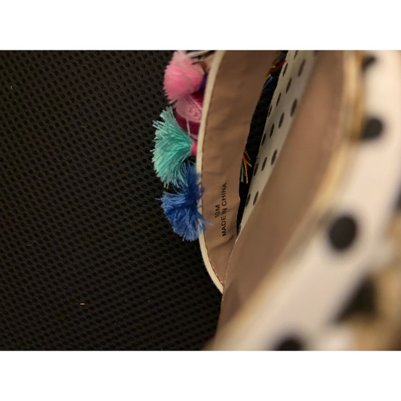 Betsey Johnson Koko wedge sandal in white multi with polka dots 10 - Picture 9 of 9